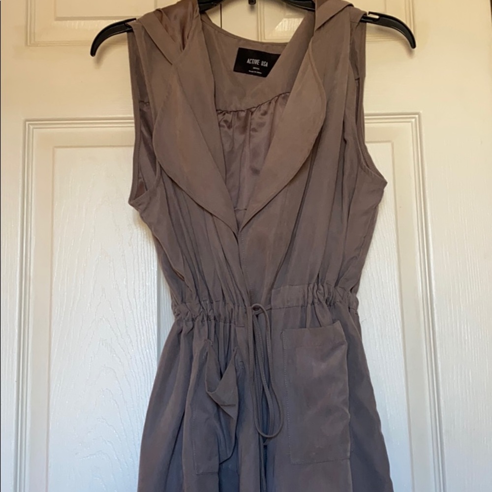 Gray Sleeveless Duster Vest